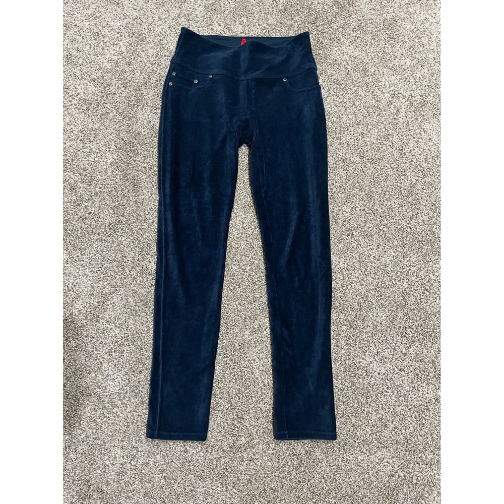 Spanx Navy Blue Corduroy Leggings High Waist Straight Leg Pants M/M